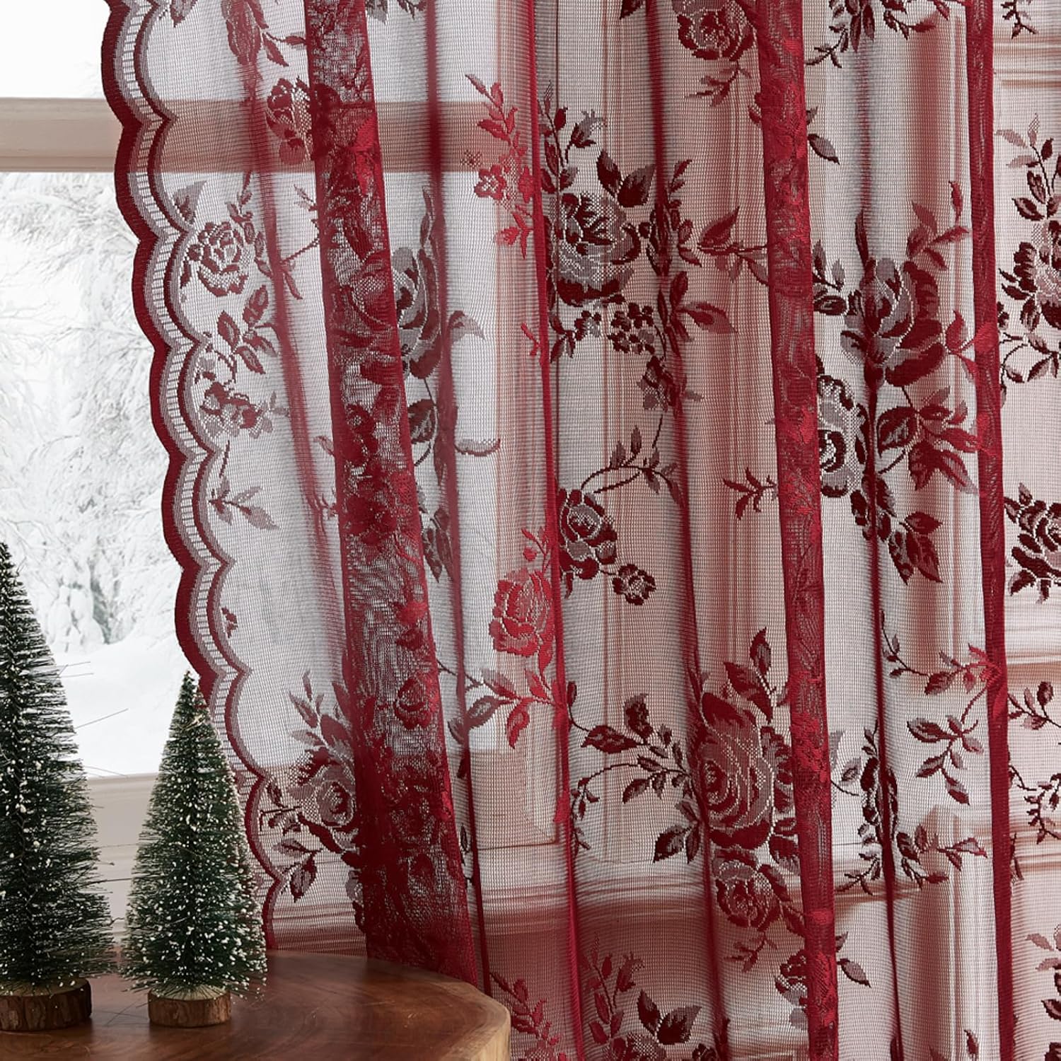 1 шт. бордовые кружевные шторы – обзор и цена Curtain Rods