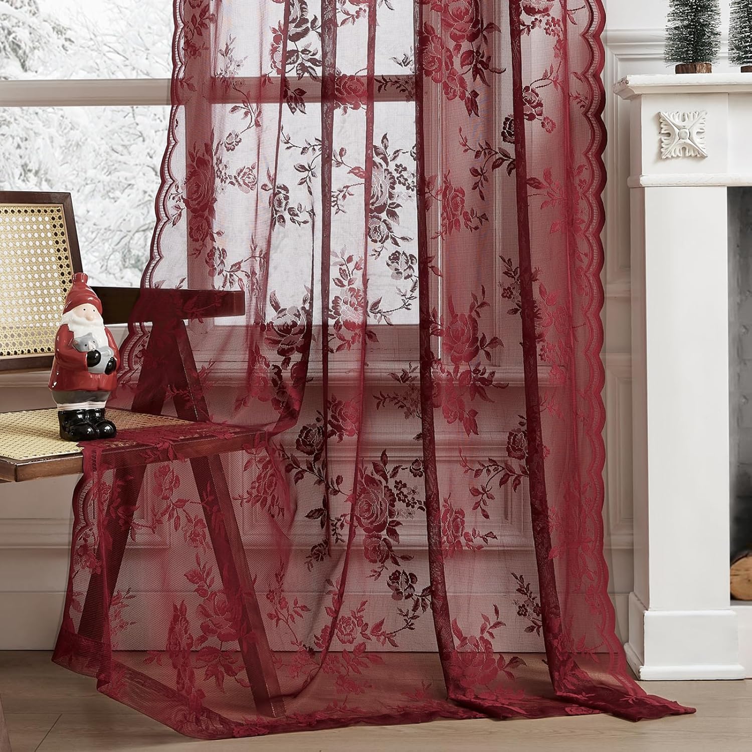 1 шт. бордовые кружевные шторы – обзор и цена Curtain Rods